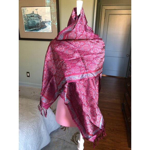 100% Silk Scarf, Silk Meditatiom Shawl, Silk Shawl, Silk Paisley Scarf, Brocade - Picture 3 of 10
